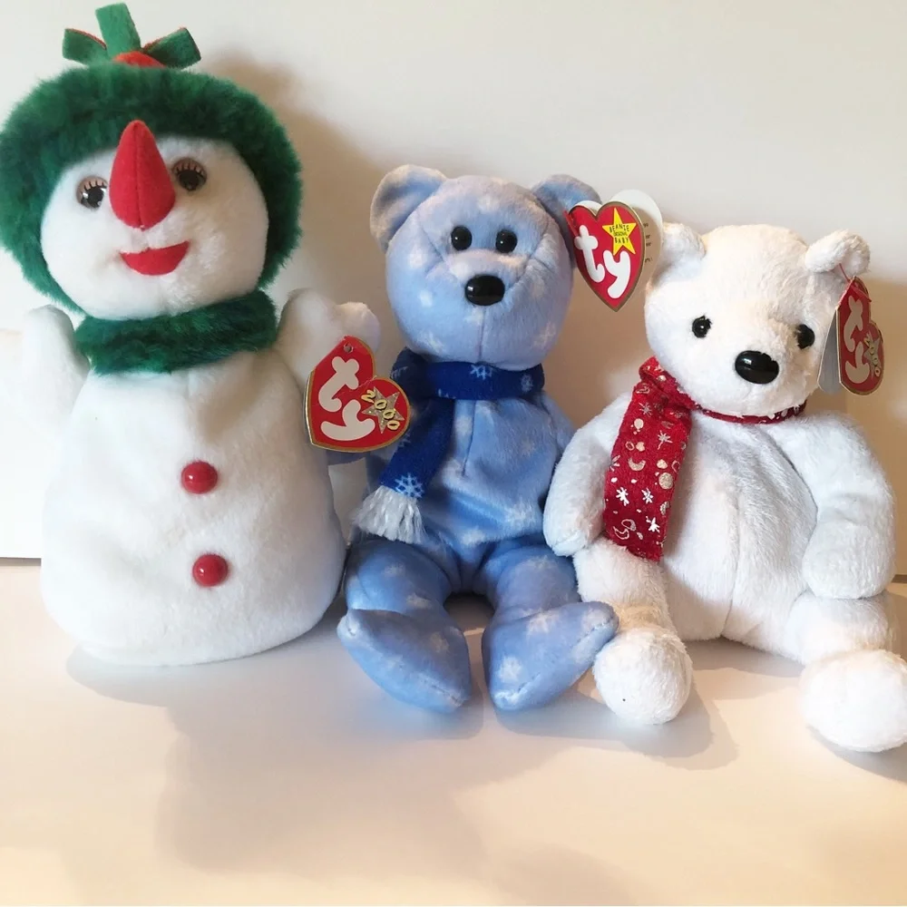 How Cute Are These Three?!!! Bundle of Three Holiday Winter Beanie Babies